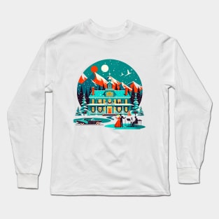 White Christmas: Vintage Musical Christmas Scene Long Sleeve T-Shirt